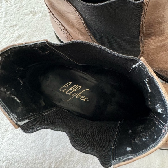 Lillybee Kristin Distressed Brown Black Slip On Ankle Boots Size 8.5 - Picture 9 of 10